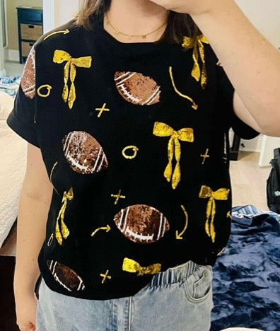 Bows And Footballs Sequin Saints Shirt