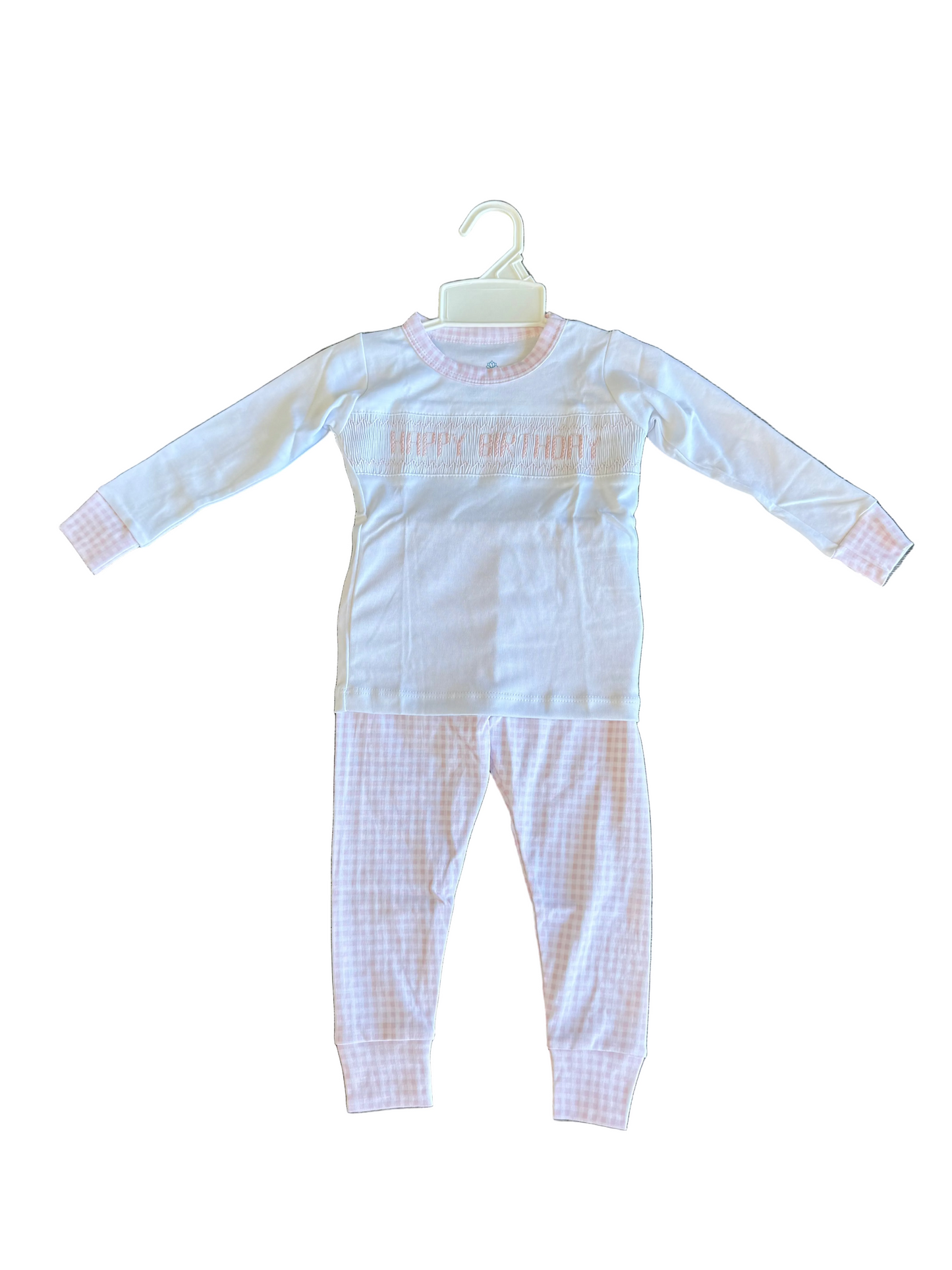 Pink Birthday Classics Smocked Long Pajamas