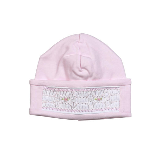 Pink smocked Pima beanie