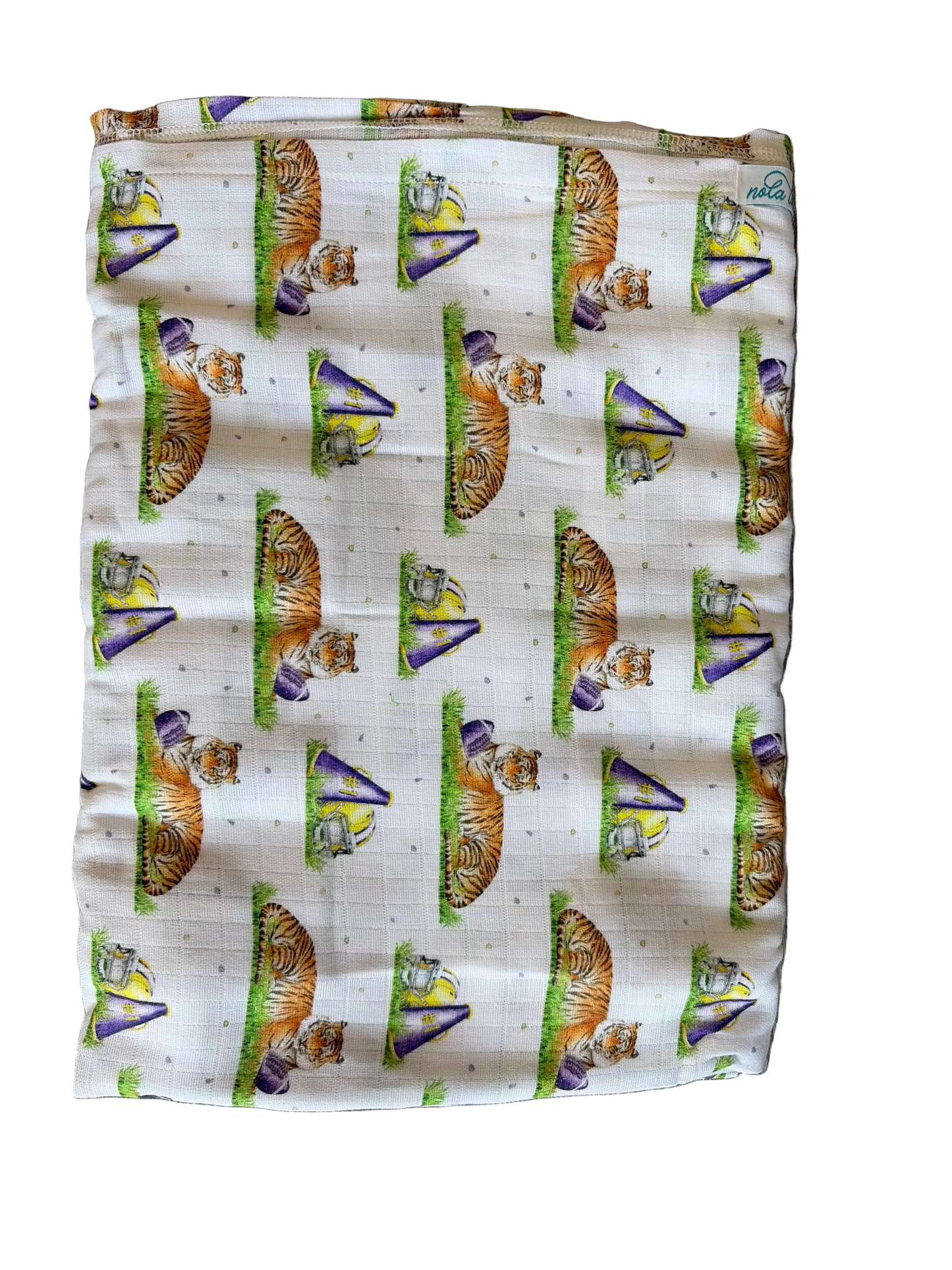 Mascot mania in Louisiana Organic Muslin Swaddle Blanket
