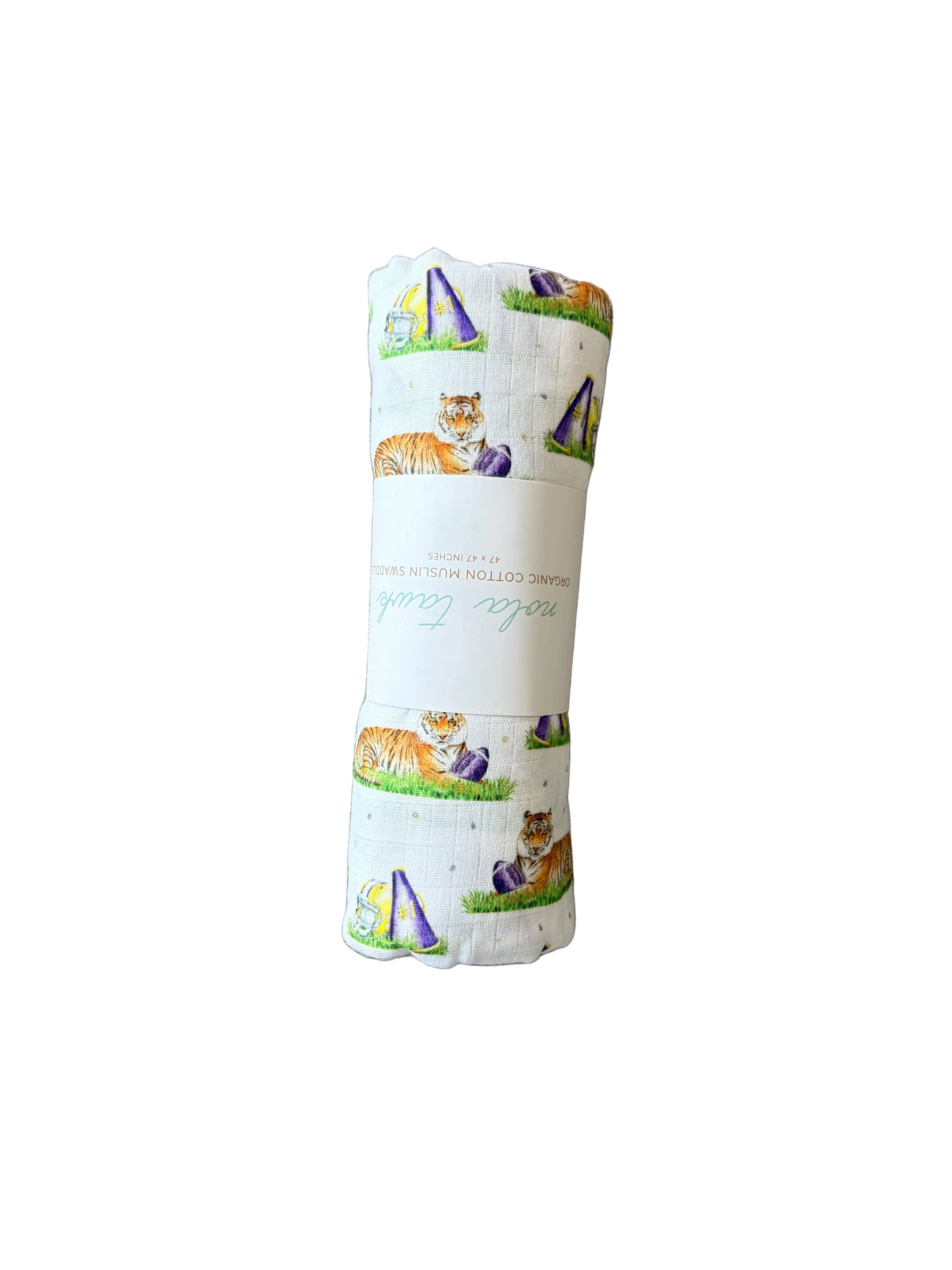 Mascot mania in Louisiana Organic Muslin Swaddle Blanket