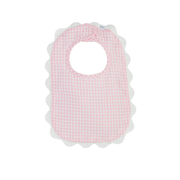 Pink Gingham Scalloped Bib