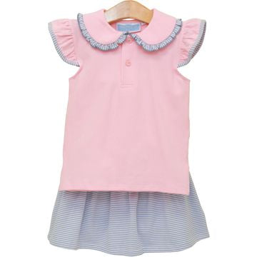 Camilla Light Pink/Dusty Blue Stripe Skort Set