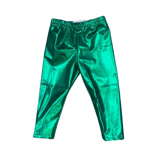 green  metallic leggings