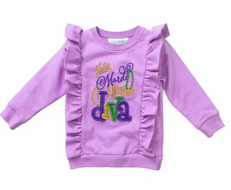 Mardi Gras Diva Ruffle Sweatshirt