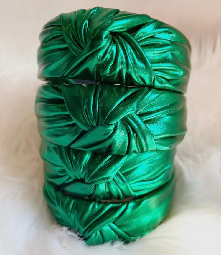 green metallic headband