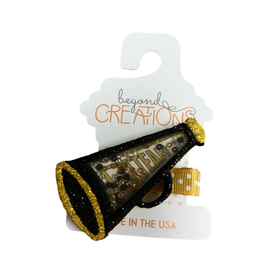 Black and gold megaphone shaker clip