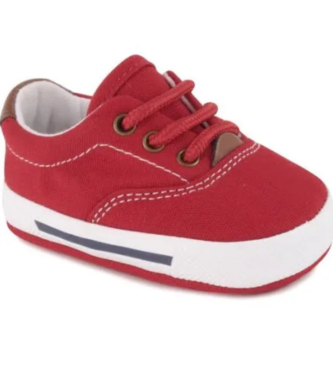 Red canvas infant crib shoes