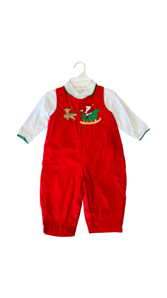 Red Santa On Sleigh Corduroy Longall