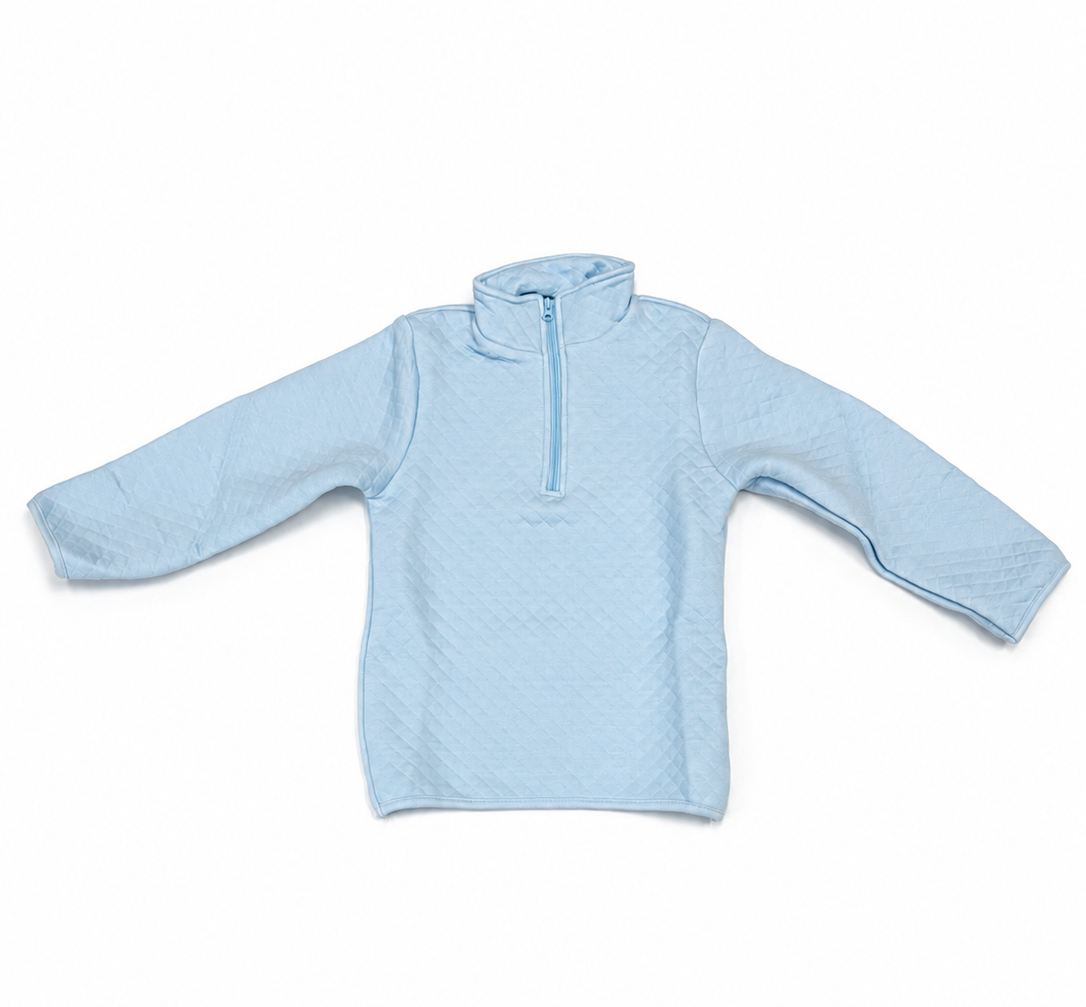 1/4 Zip Blue Quilted Pullover