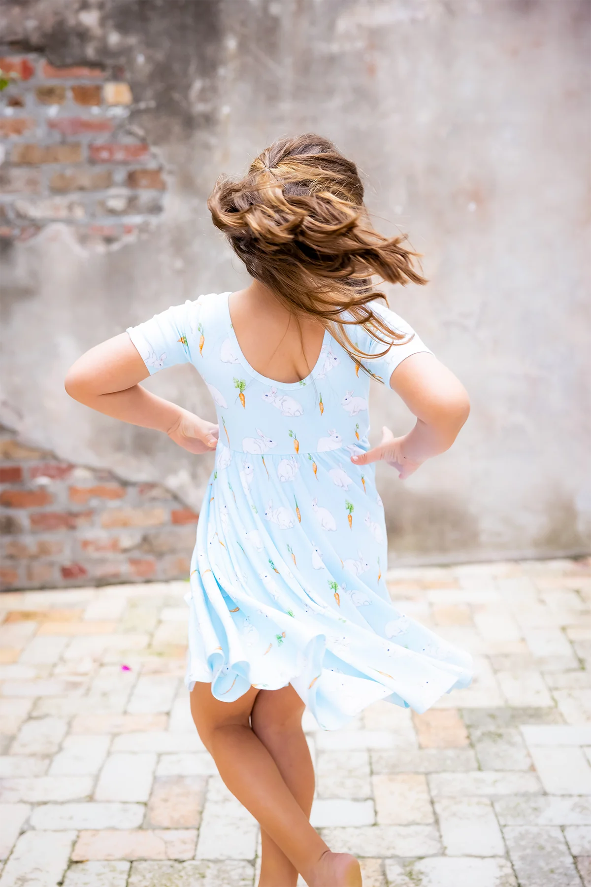 Blue easter bunny twirl dress