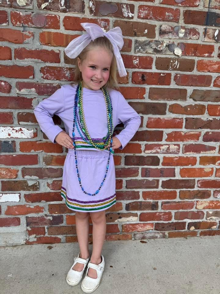 Lavender Sequin Striped Skort Set