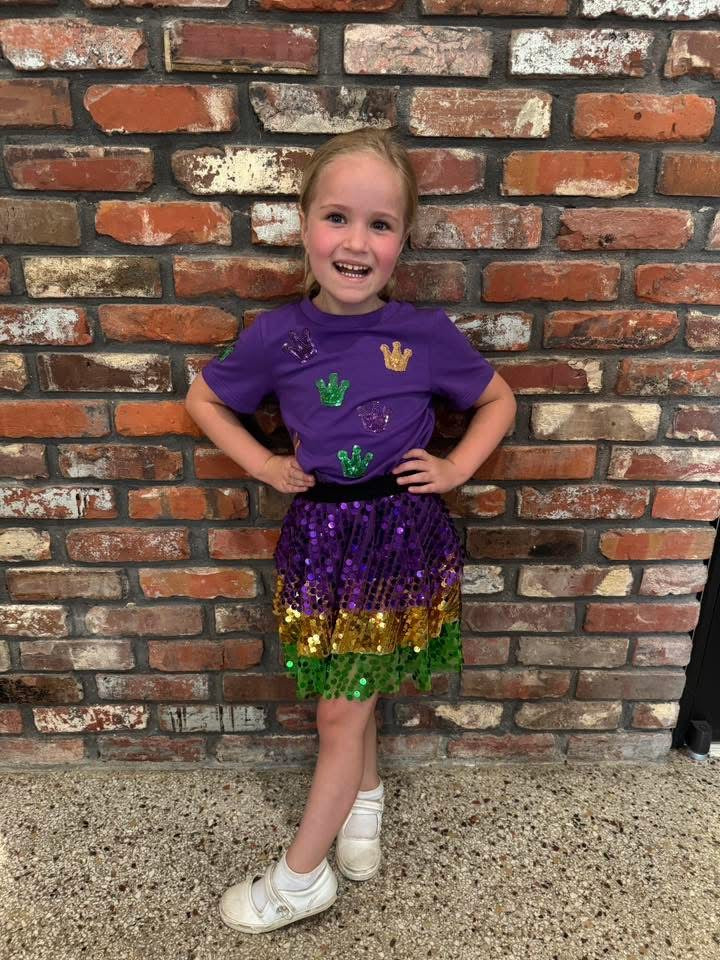 Mardi Gras Sequin Layered Skort