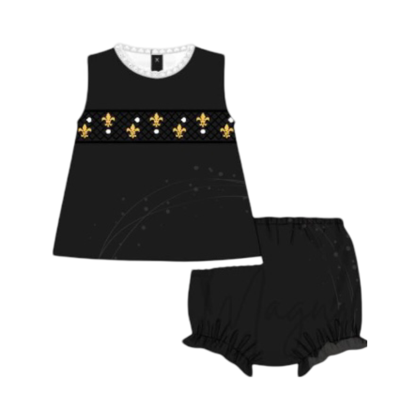 Nola football black French knot bloomer set