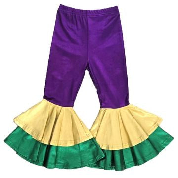 Mardi Gras Metallic Bell Botton Leggings