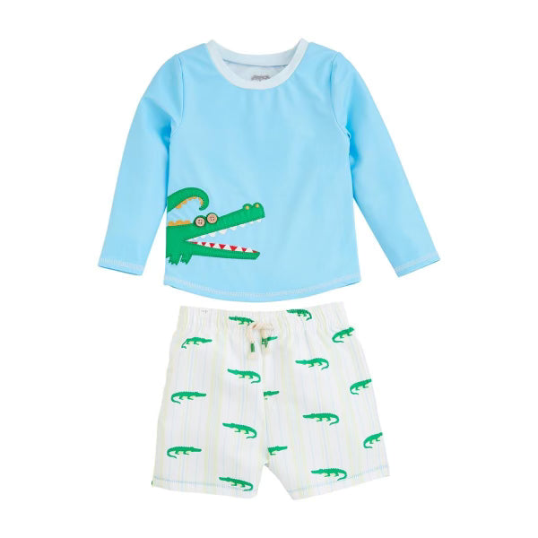 alligator rash guard & swim trunks