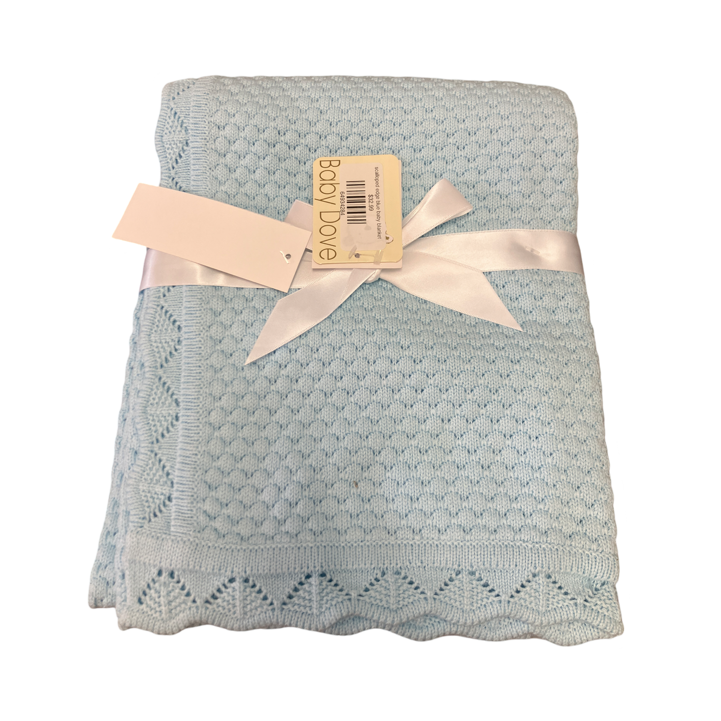 scalloped edge blue baby blanket