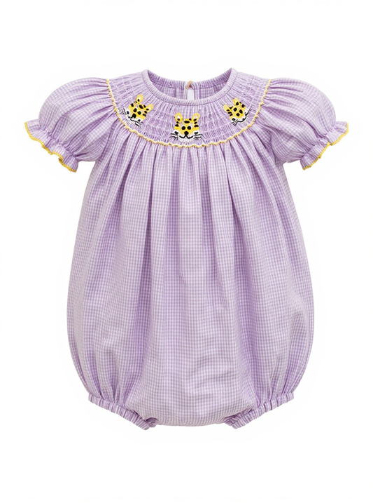 Lavender Tiger Bishop Smocked Bubble