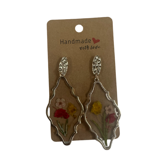 Flower mirror earrings