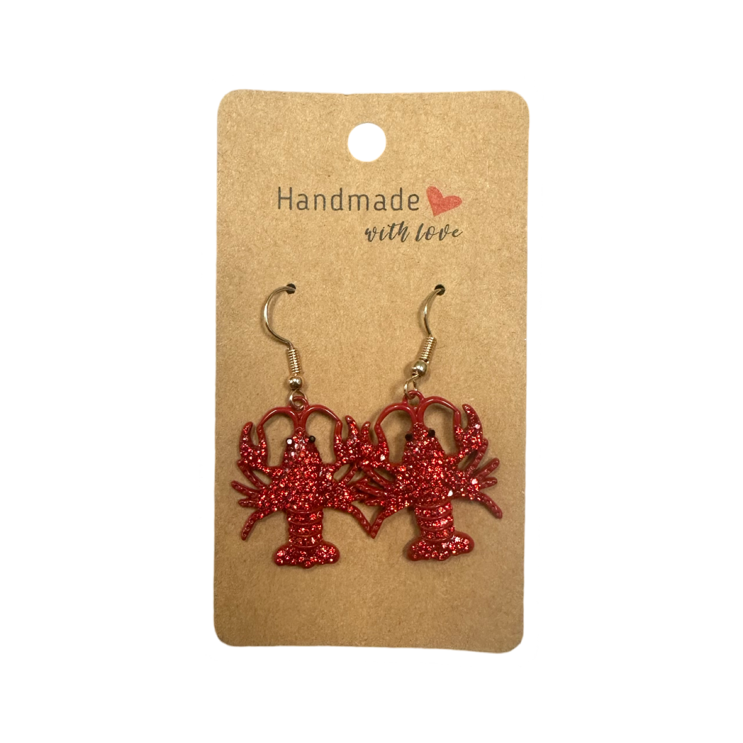 Red diamond crawfish earrings