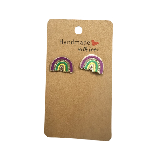 Mardi gras rainbow stud earrings