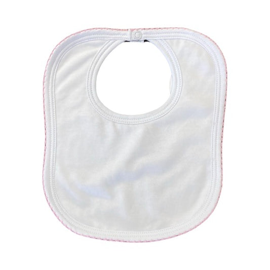 white bib w/ pink trim