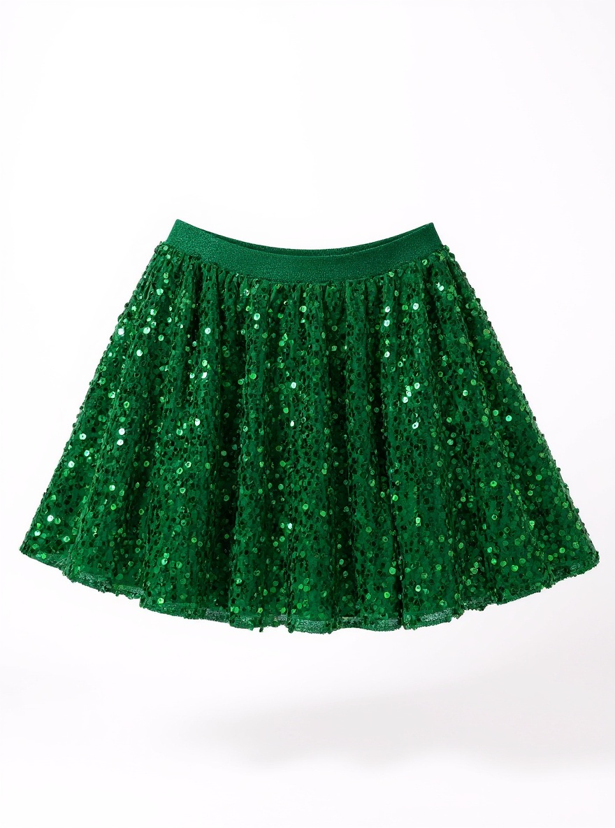 Green Velvet Sequin Twirl Skort