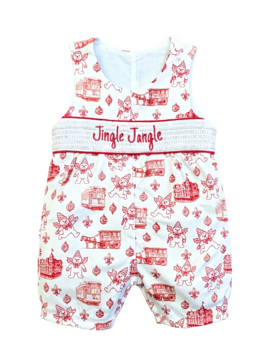 Smocked Nola Snowman Toile Shortall