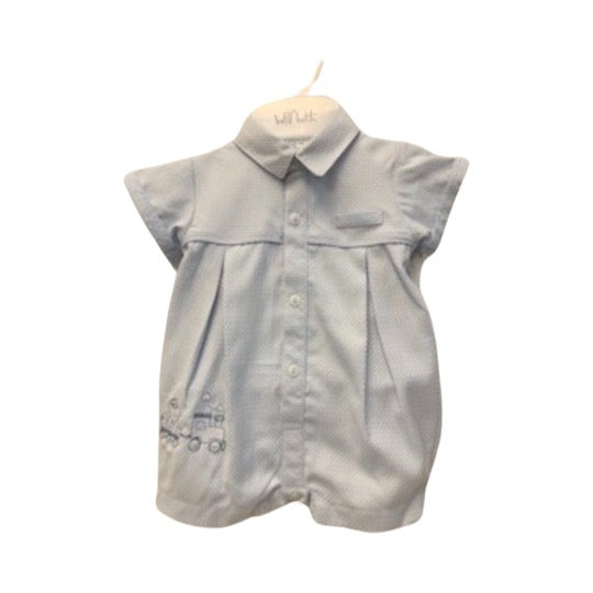 blue bear train romper