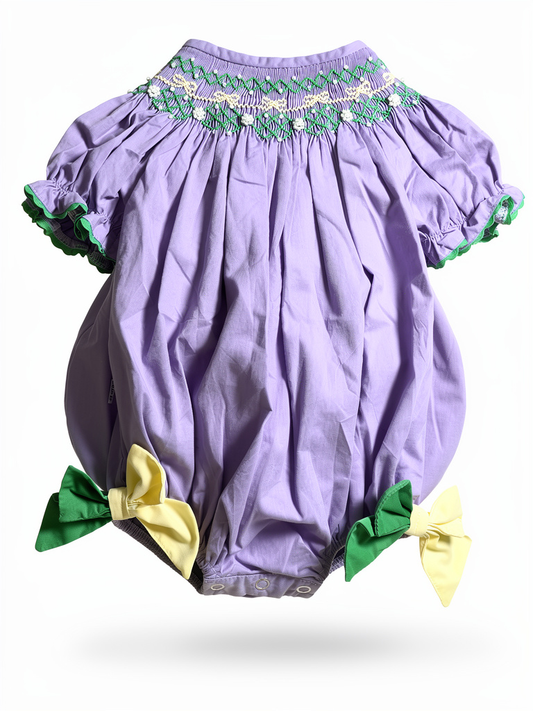 Mardi Gras Bow Smocked Bubble