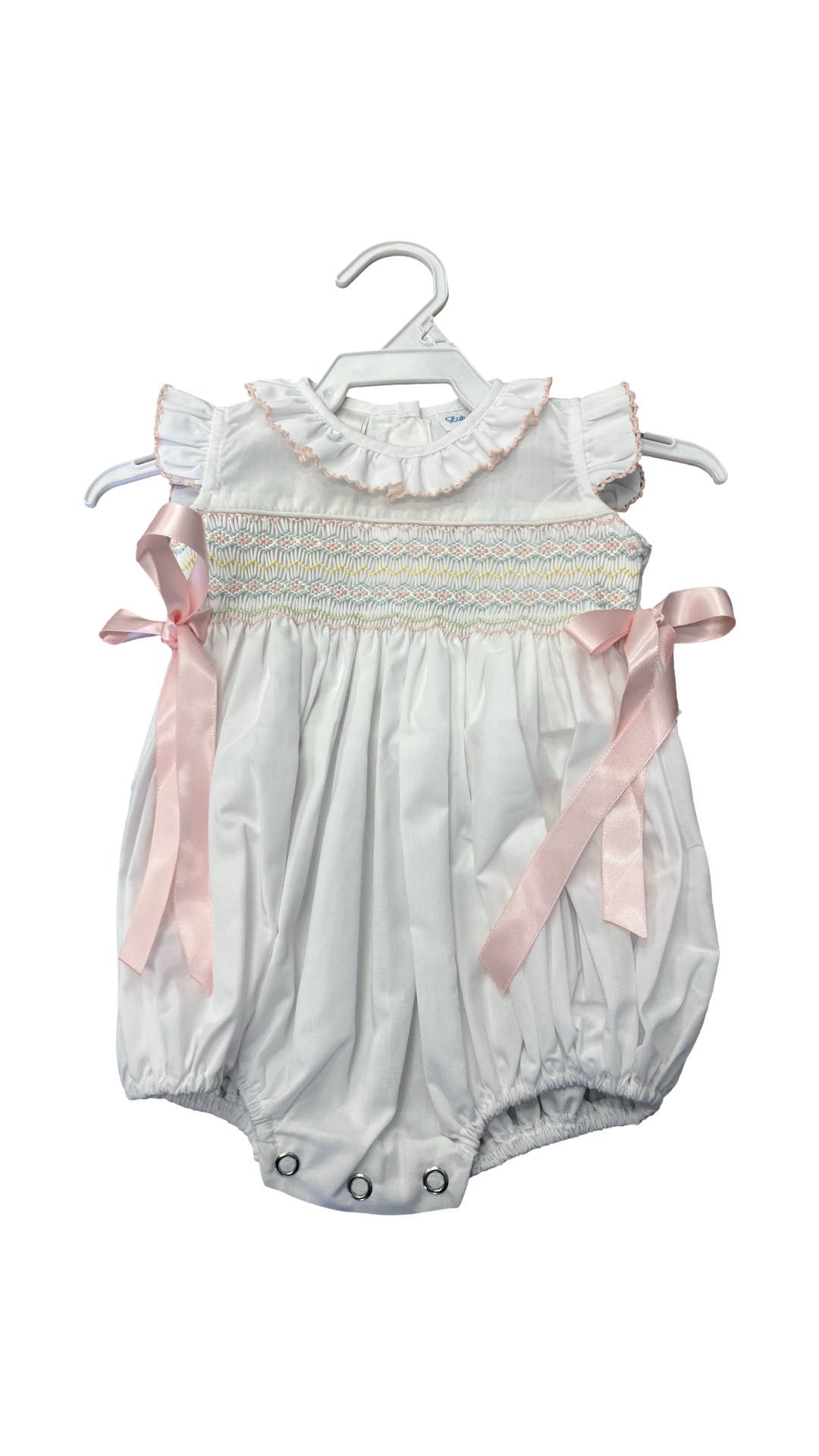 Rosie White Smocked Bubble