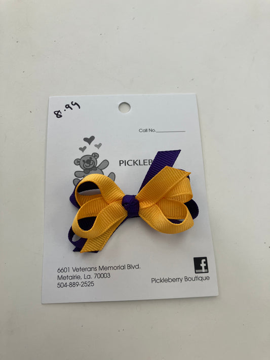 Purple and gold bow