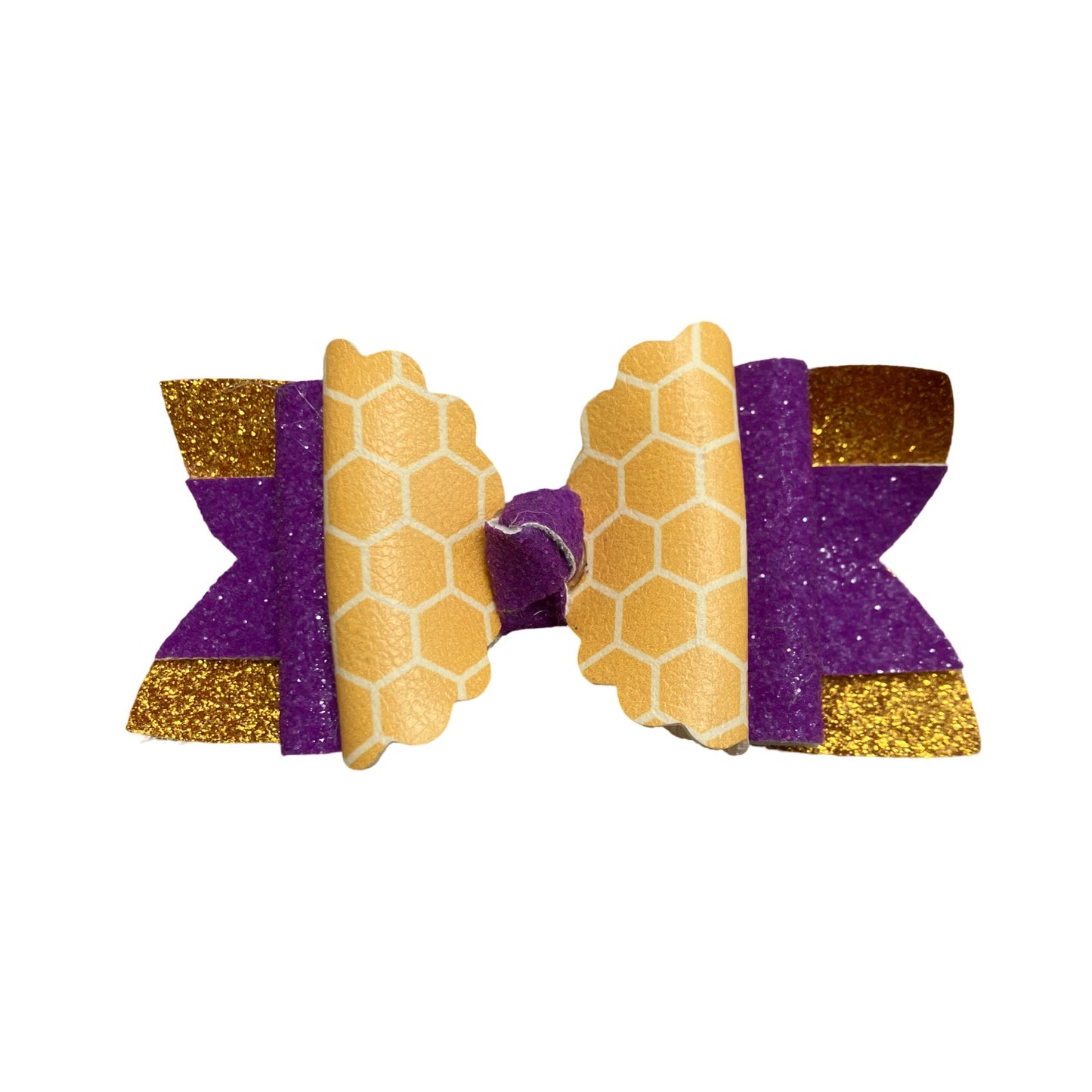 LSU purple and gold honeycomb bow