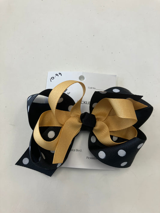 Black and gold polka dot bow