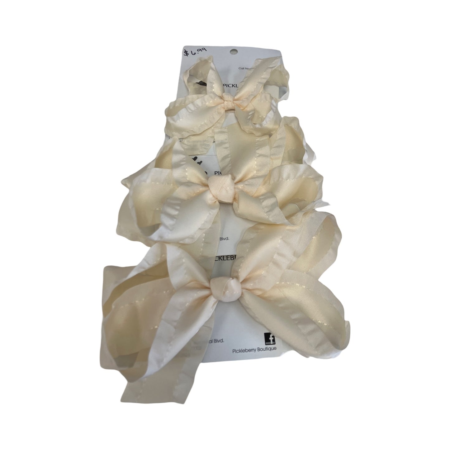 Cream ruffle bow