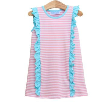 Hazel Light z pink Stripe and Aqua Dress