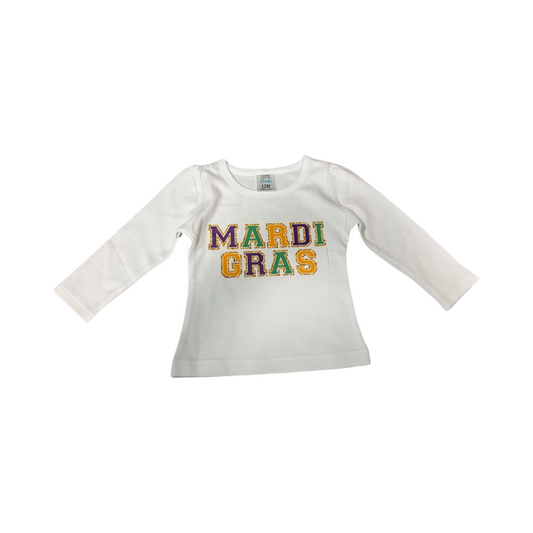Mardi Gras varsity letter long sleeve