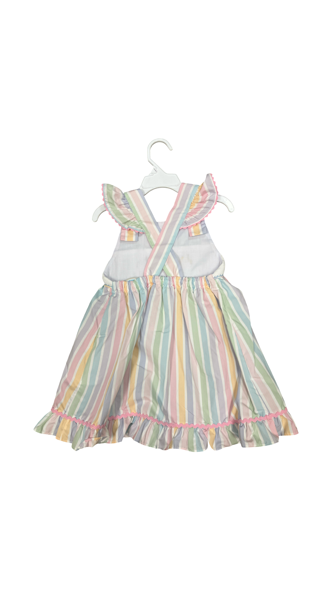 Sally Snowball Smocked Striped Ruffle Dress