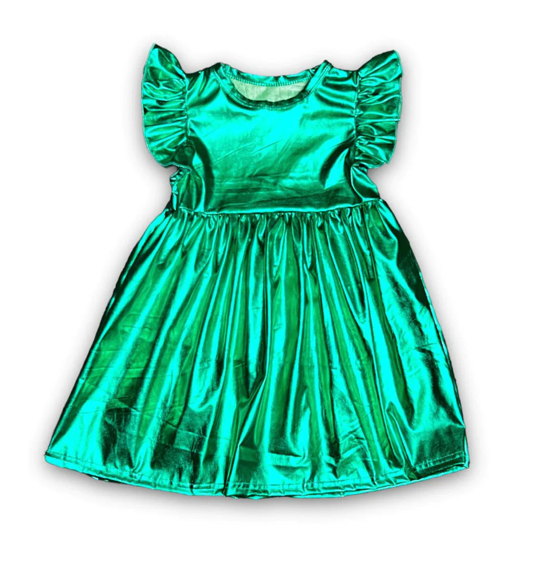 Green metallic dress