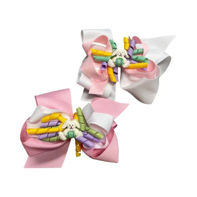 Large bunny bow with curled ribbon