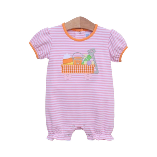 Halloween wagon pink romper