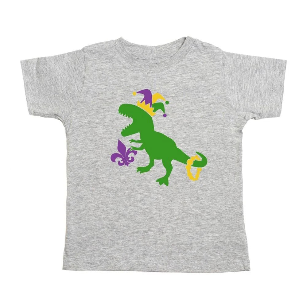 Dark Grey Mardi Gras Dino Shirt