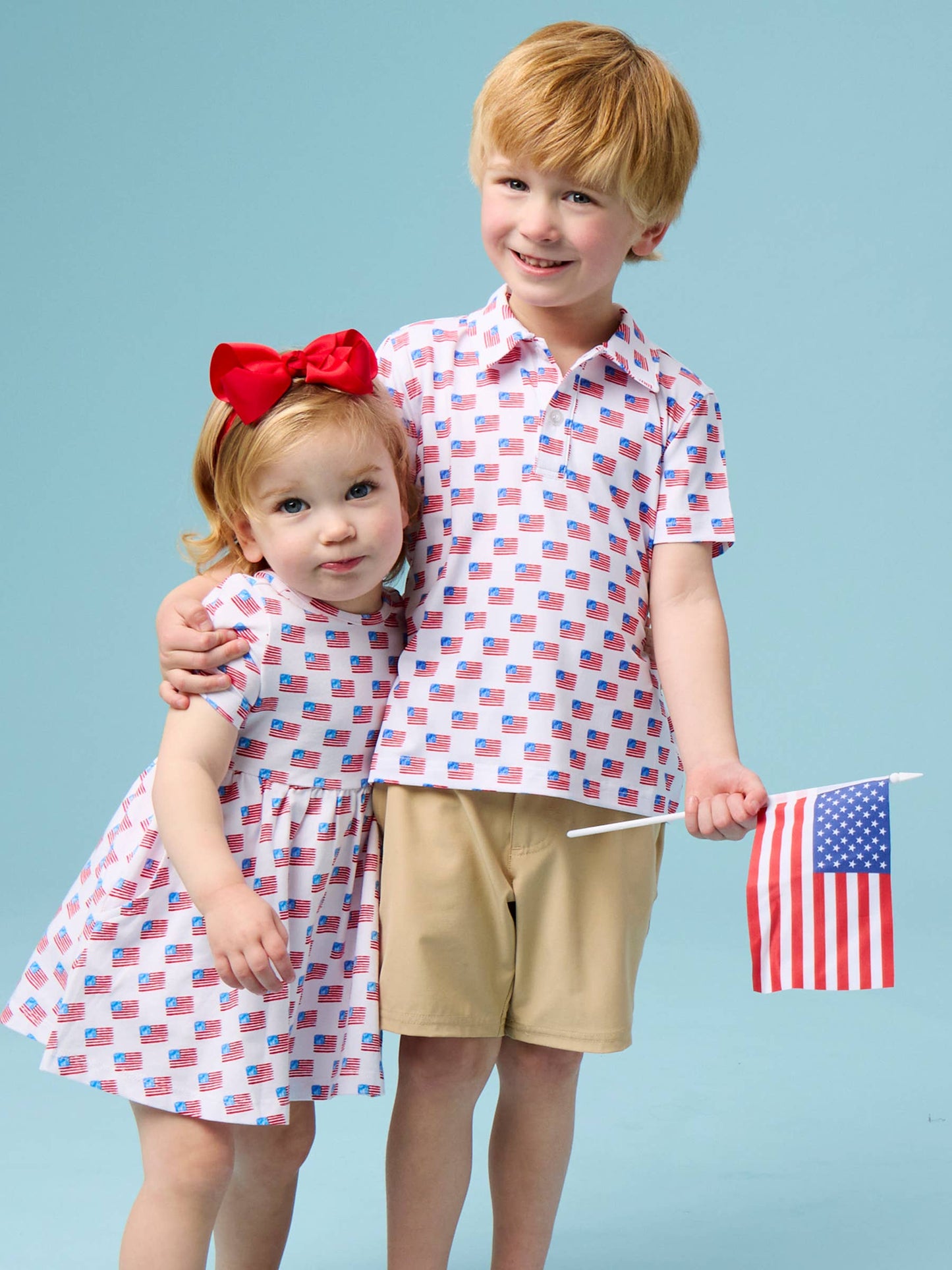 Freedom Flags Knit Short Sleeve Performance Polo
