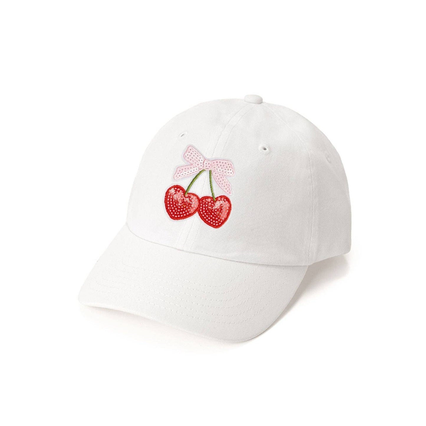 Cherry Sequin Patch Baseball Hat
