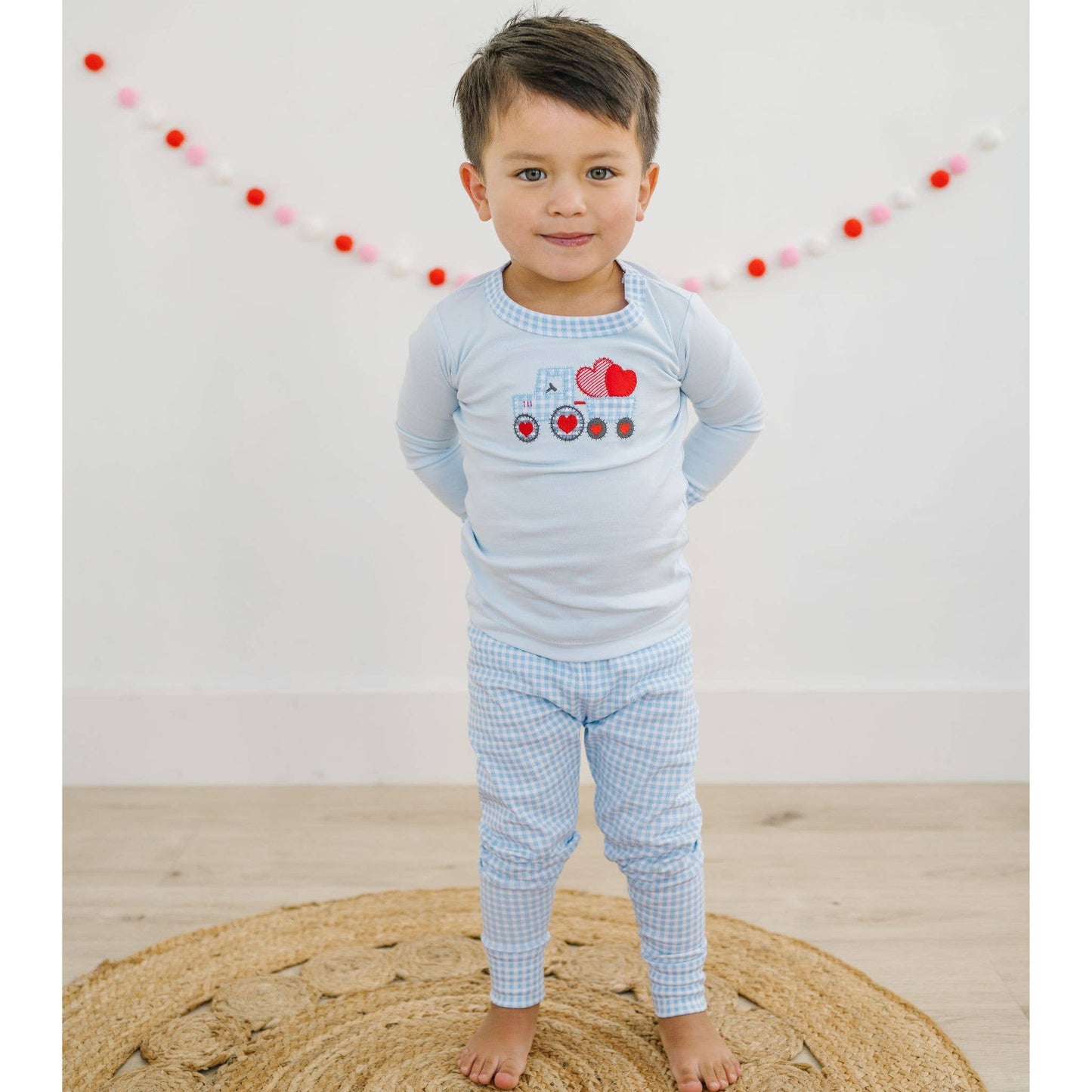 Tractor-Full of Love Applique Long Pima Pajamas