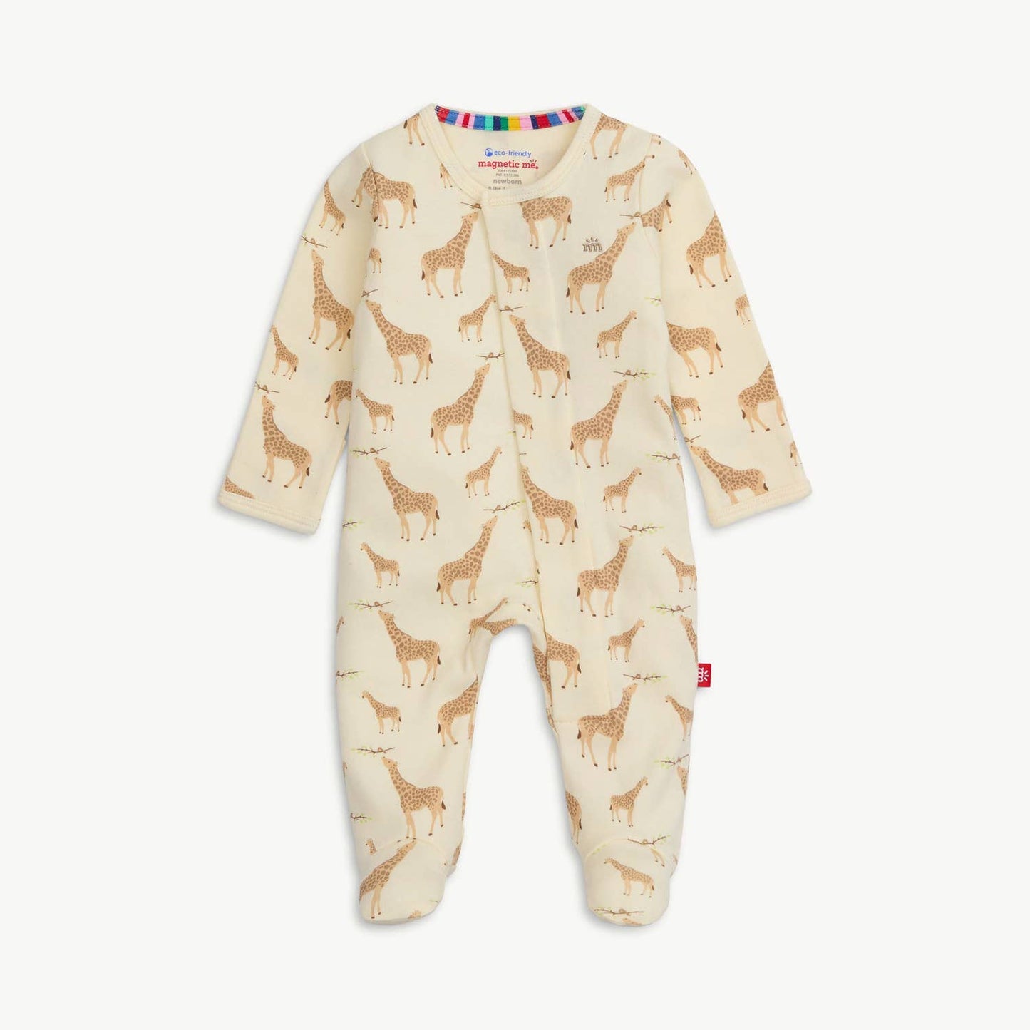 CREAM JOLIE GIRAFFE ORGANIC COTTON MAGNETIC FOOTIE