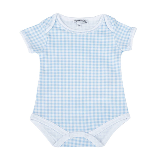 Mini Checks S/S Lap Bodysuit - Blue
