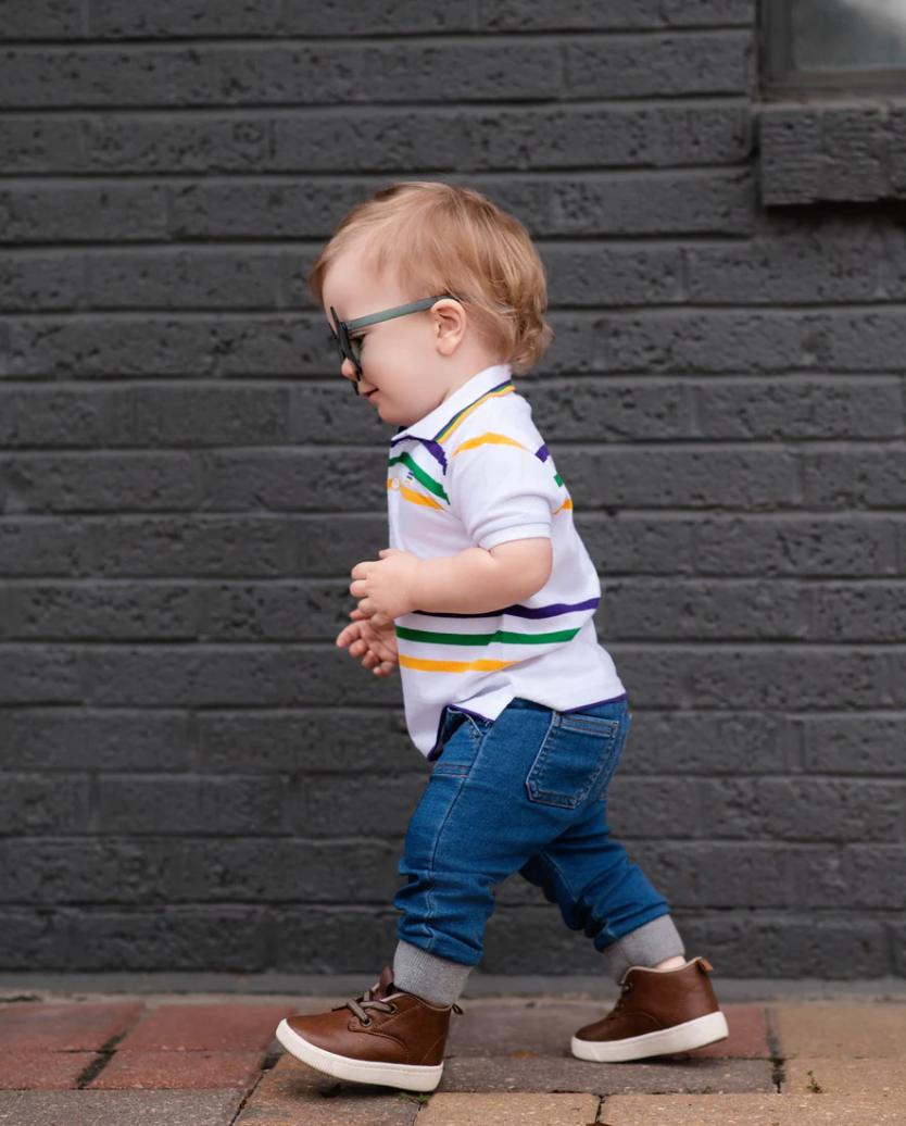 White Infinity Toddler Short Sleeve Polo