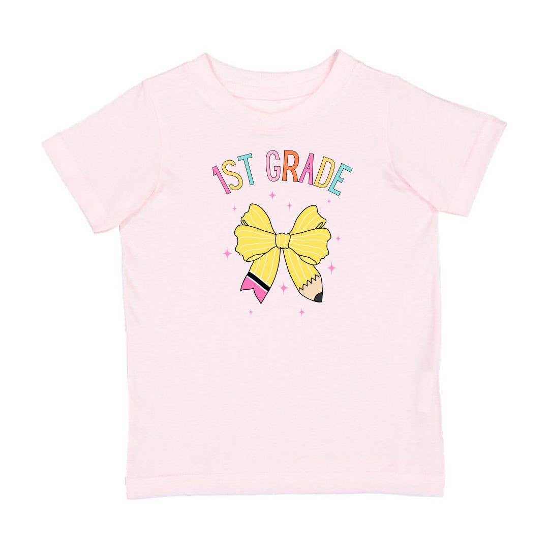 First Grade Pencil Bow Short Sleeve T-Shirt