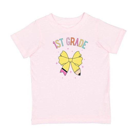 First Grade Pencil Bow Short Sleeve T-Shirt